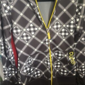 Burton Gray Plaid Hoodie with Yellow Trim